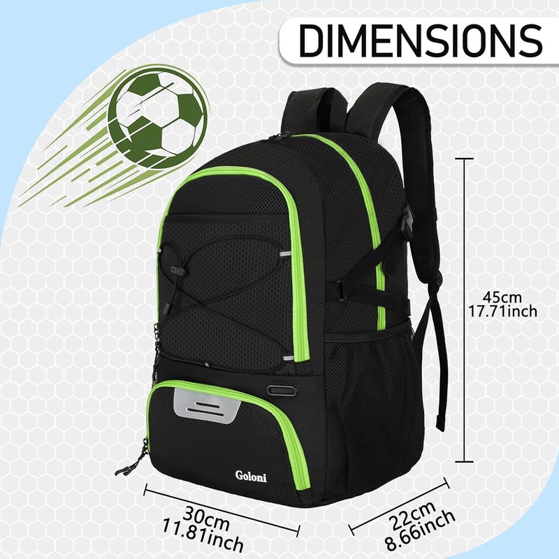 Goloni Soccer Backpack with Ball Holder - 30L Lightweight Water-Resistant Sports Bag for Men & Women, Ideal Football Equipment Backpack for Basketball Volleyball Training & Matches - Image 2